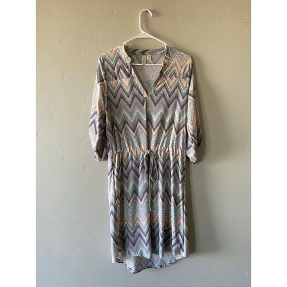 Tacera Chevron Print Tie Waist Knee Length Dress- Size Medium - Picture 2 of 3